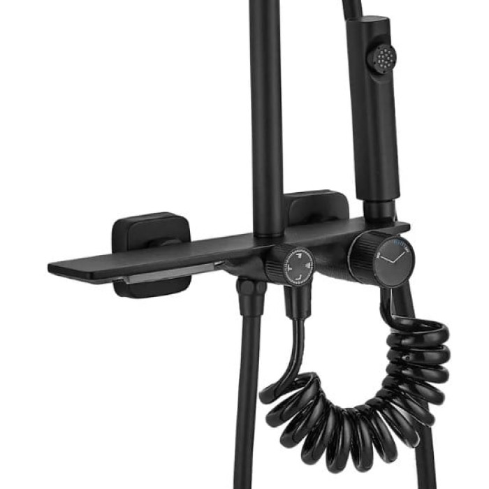 душова система з термостатом Rea Helix black (REA-P6618)