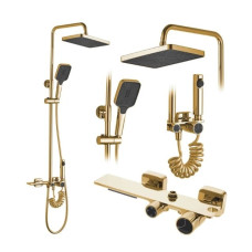 душова система з термостатом Rea Helix gold (REA-P6619)