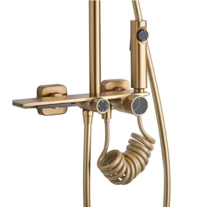душова система з термостатом Rea Helix brush gold (REA-P6621)