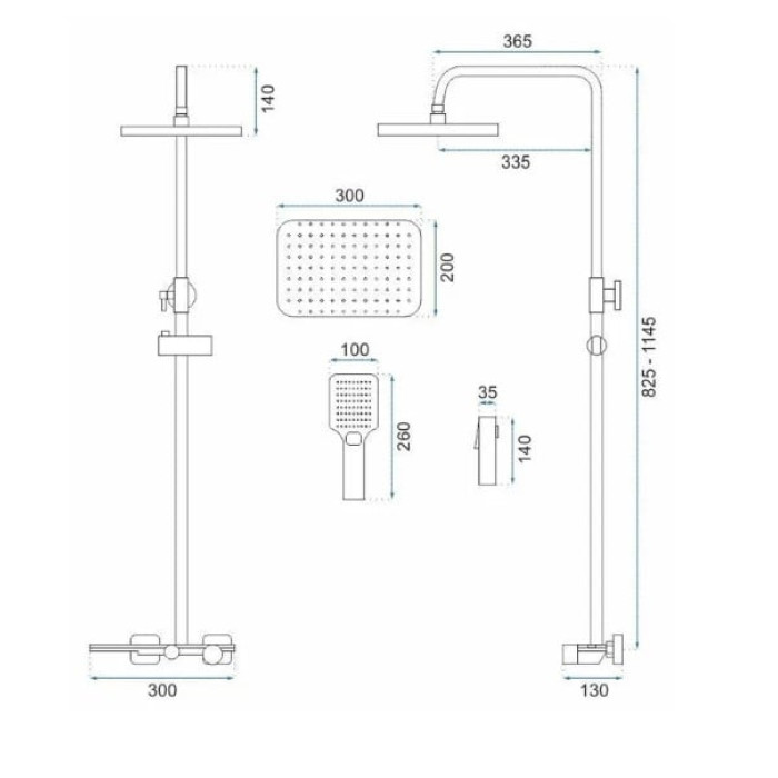 душова система з термостатом Rea Helix brushed nickel (REA-P6622)