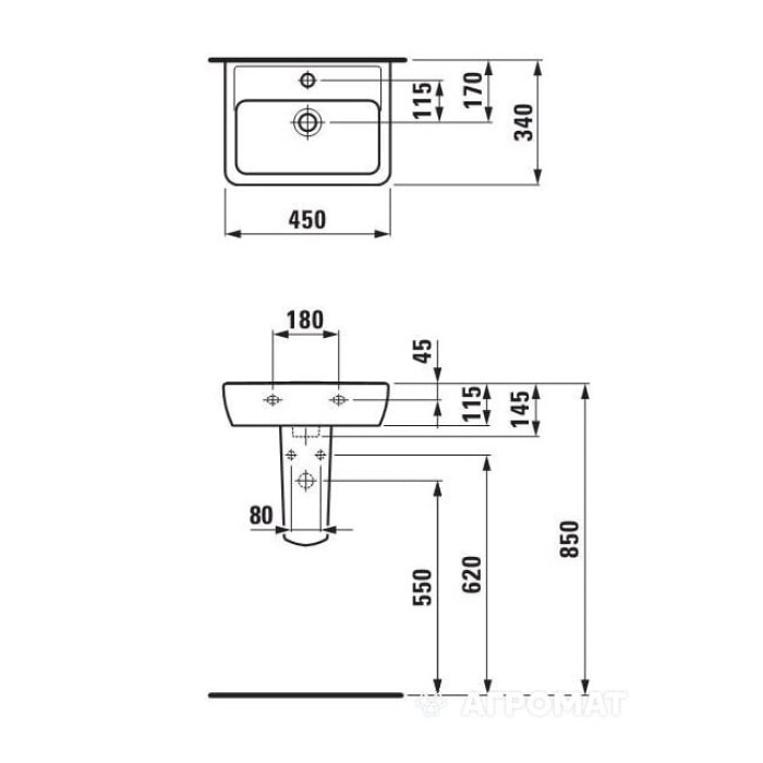 H8119510001041 PRO Раковина-45x34 (1 сорт)