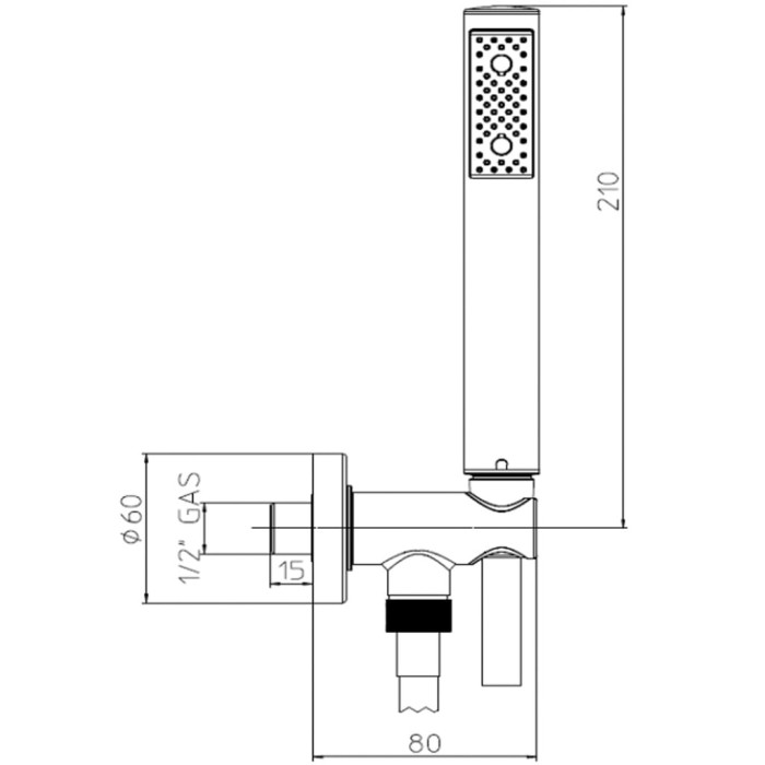 C12002C00073004 ZEN Душовий комплект зі шлангом 1500мм, чорниий мат (1 сорт)