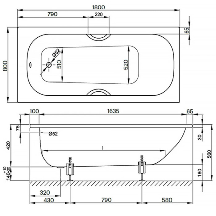 2950-000 Bette Form Ванна із шумоізоляцією 1800*800, сталь, біла (1 сорт)