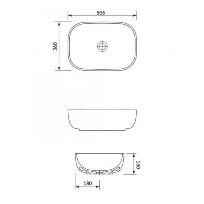K116-050 MODUO Раковина на стільницю прямокутна 50х36, білий (1 сорт)
