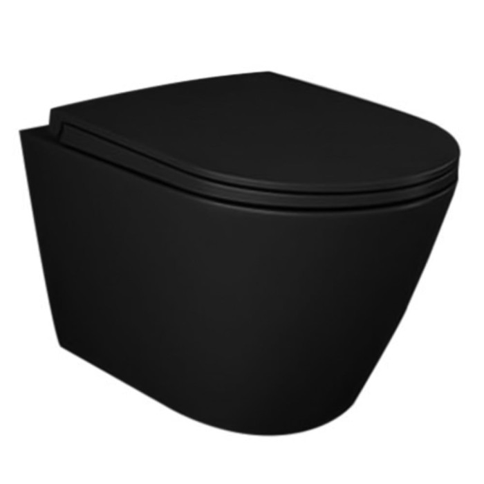RSTSC3901504 + RST23504A FEELING Унітаз підвісний з кришкою Duroplast, SLIM, Soft Close, Quick Release, Rimless, чорний матовий (1 сорт)