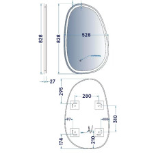 5415080 Style Асиметричне дзеркало 800х500 з LED підсвіткою та тачсенсором (1 сорт)
