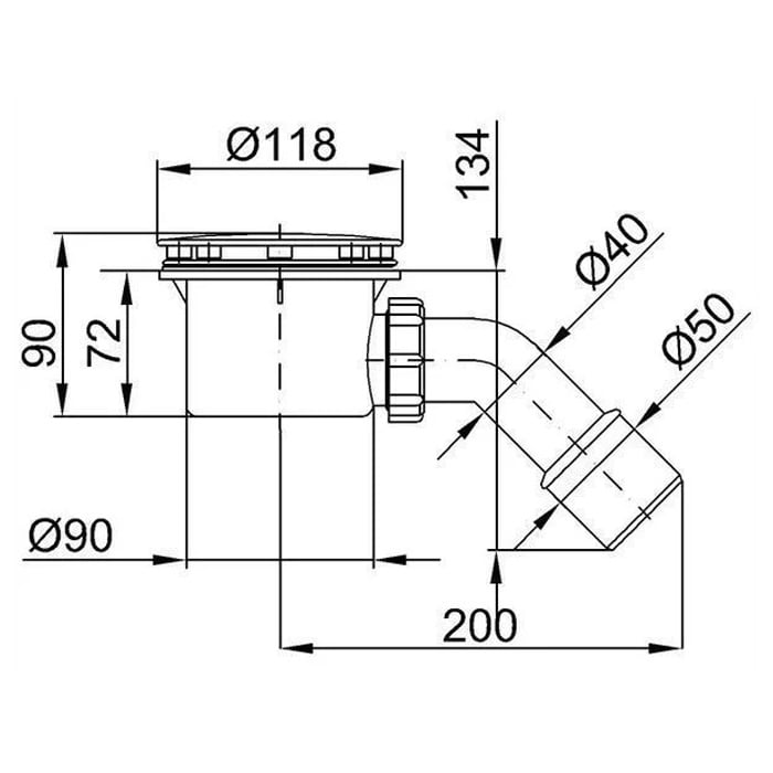 STY-401-B Сифон для душового піддона 90 мм з гідрозатвором, накладка чорний мат (1 сорт)