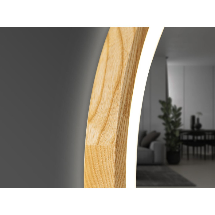 Perfection Slim Дзеркало з підсвіткою LED дуб натуральний 850мм (аурна,фронтальна,сенсорна (1 сорт)