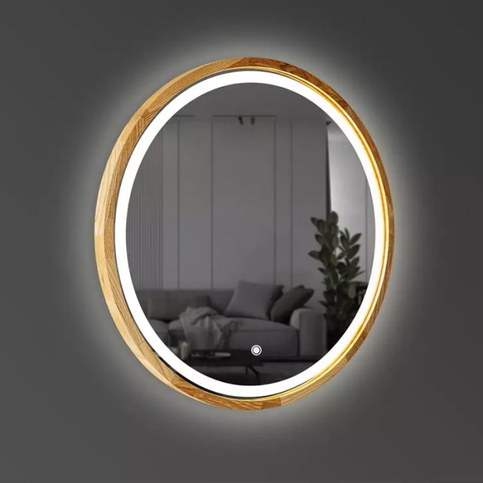 Perfection Slim Дзеркало з підсвіткою LED дуб натуральний 650мм (аурна,фронтальна,сенсорна) (1 сорт)