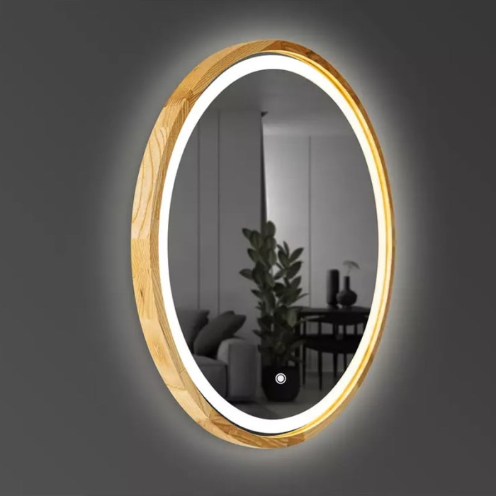 Perfection Slim Дзеркало з підсвіткою LED дуб натуральний 650мм (аурна,фронтальна,сенсорна) (1 сорт)