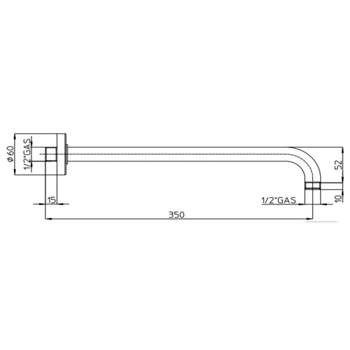 H19000H00094003 Кронштейн для душу, 350 мм., BRUSHED NICKEL (1 сорт)