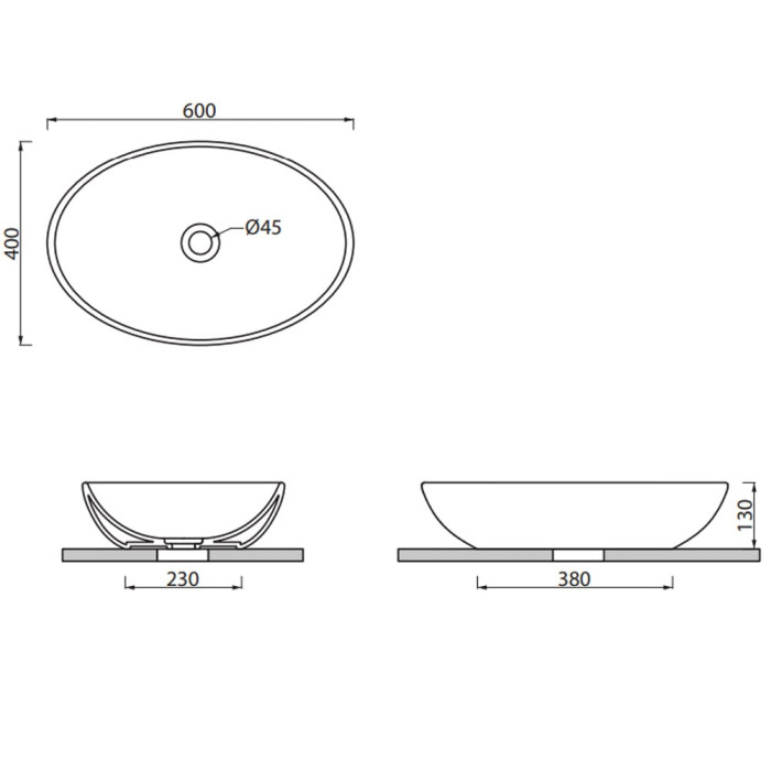 MBLVF2  FLAT 2 60x40 раковина,  в кольорі графіт (1 сорт)