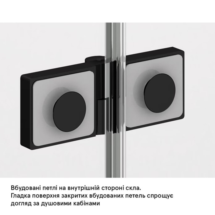 AN13WD12000607 Annea Одностворчаті двері з фіксованою стінкою в одній лінії і L-кріпленням, петлі справа, 1200*200мм, профіль - чорний мат, прозоре скло (1 сорт)