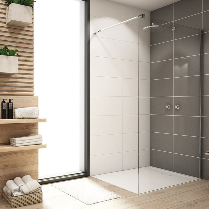 STR4PA61205007   WALK-IN EASY Душова фіксована перегородка 1200*2000, скло 6 мм,  прозоре, профіль хром (1 сорт)
