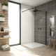 STR4PA61000607  WALK-IN EASY Душова фіксована перегородка 1000*2000, скло 6 мм,  прозоре, профіль чорний мат (1 сорт)
