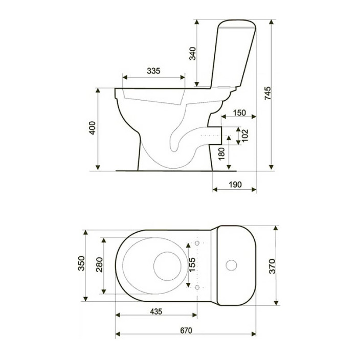 K03-071 Компакт 901 MERIDA 031 3/6 TS PP METAL HINGES UA з поліпропіленовим сидінням з мет.кріпл., косий випуск, нижній підвід води, білий глянець ( CCKZ1016600001 ) (1 сорт)