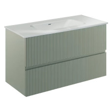 131775+126225  Тумба VORA 100 2  ящ, +   раковина біла ENZO,   MINERAL GREEN (1 сорт)