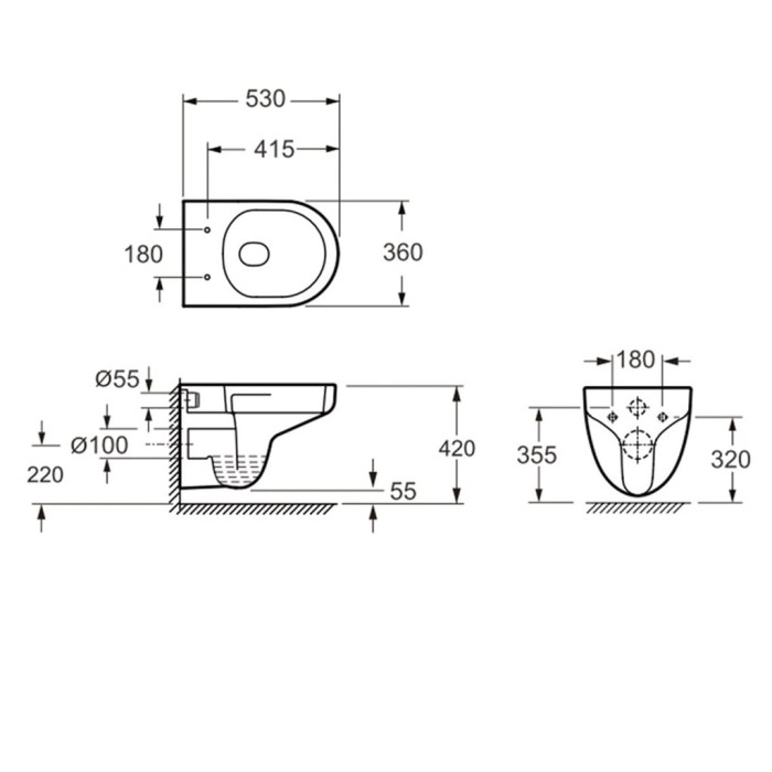 3810825 Simple Підвісний безобідковий унітаз з кришкою soft-close, Vortex Flush, білий глянець (1 сорт)