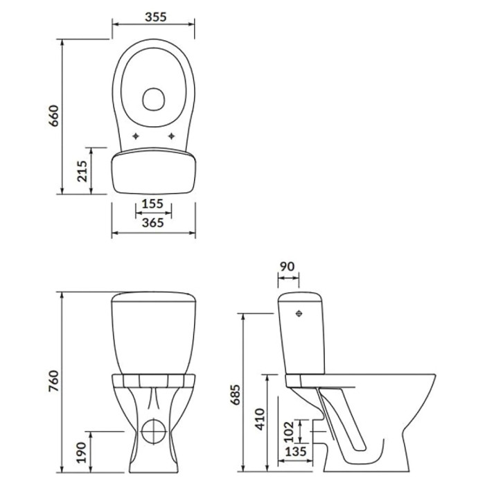 K681-063 Компакт 908 KASKADA NEW 011 3/6L кришка поліпр, гор.злив, нижній підвід, білий глянець (1 сорт)