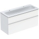 502.338.01.1 Комплект вбудованого умивальника Geberit iCon slim rim, з шафкою з двома шухлядами й з’єднувальним елементом для умивальника: B=120см, H=63см, T=48см, Білий глянець (1 сорт)