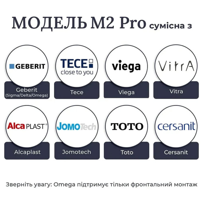 E10053 Кноппка M2 PRO для Tece, Vitra,Cersanit, Jomotech, Delta з розсхідниками (1 сорт)