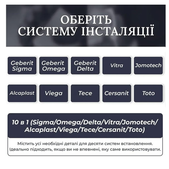 E10053 Кноппка M2 PRO для Tece, Vitra,Cersanit, Jomotech, Delta з розсхідниками (1 сорт)