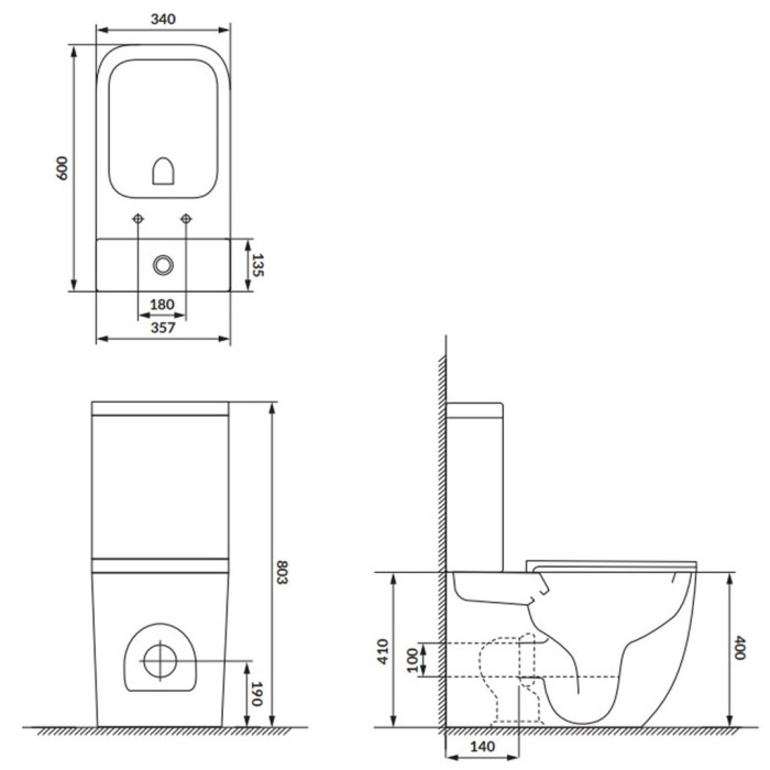 K681-063 Компакт 930 Remo Pro Square Tornado 011, приставний до стіни, безобідковий CleanOn, сидіння SLIM Duroplast із Softclose і ф-ією швидкого зняття, колір білий глянець (1 сорт)