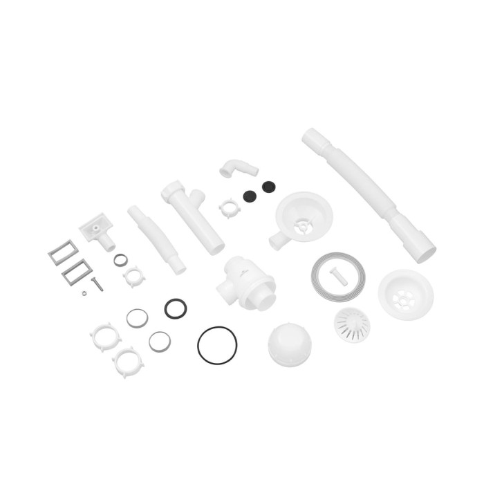 Сифон для кухонної мийки Kroner KRP KS02-1WHI 3 1/2"х40/50 мм з відводом для пральної машини, з квадратним переливом