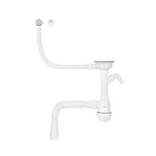 Сифон для кухонної мийки Kroner KRP KS02R-1WHI 3 1/2"х40/50 мм з відводом для пральної машини, з круглим переливом