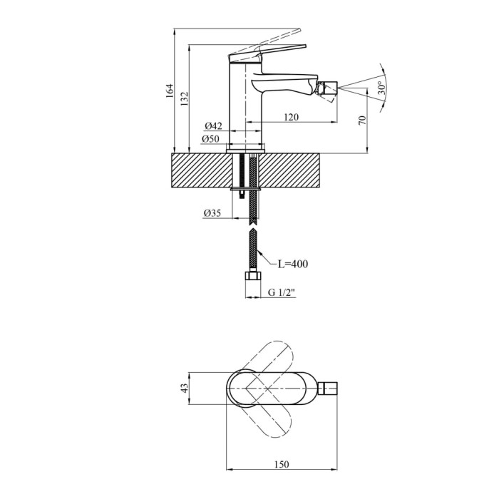 Змішувач для біде Kroner Element 211210-3801
