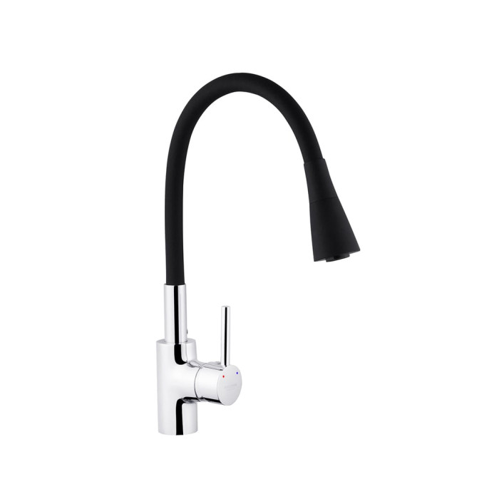 Комплект кухонна мийка Kroner Gebürstet-6050HM + змішувач Küche-C031BLK + дозатор Spender-016