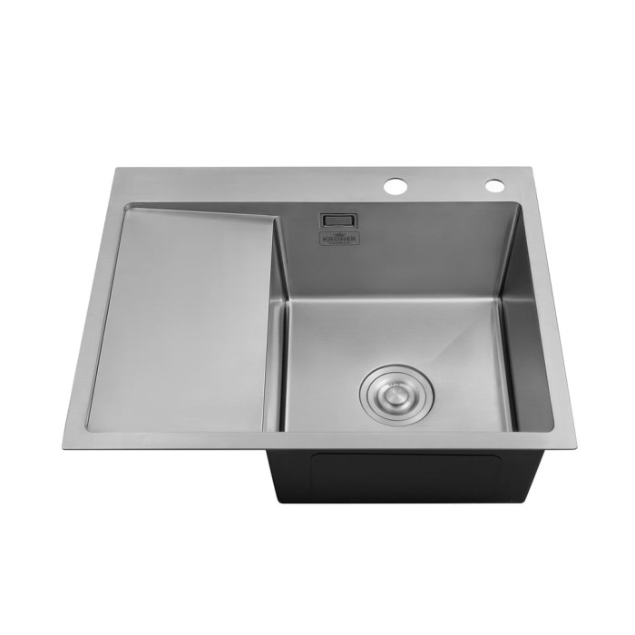 Комплект кухонна мийка Kroner Gebürstet-6350RHM + змішувач Küche-C031BLK + дозатор Spender-ECG049