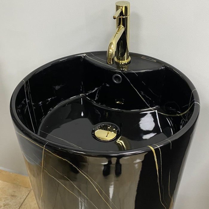 Умивальник (раковина) VBI BOLONIA M BLACK MARBLE підлоговий
