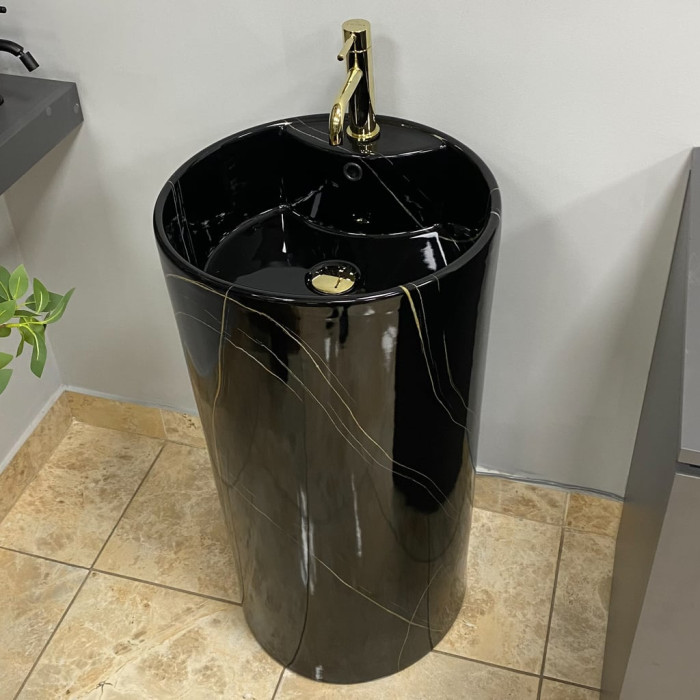 Умивальник (раковина) VBI BOLONIA M BLACK MARBLE підлоговий