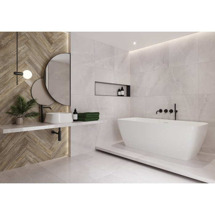 Плитка керамогранітна Tioga Білий 01 RECT NAT 597x1197x10 Nowa Gala
