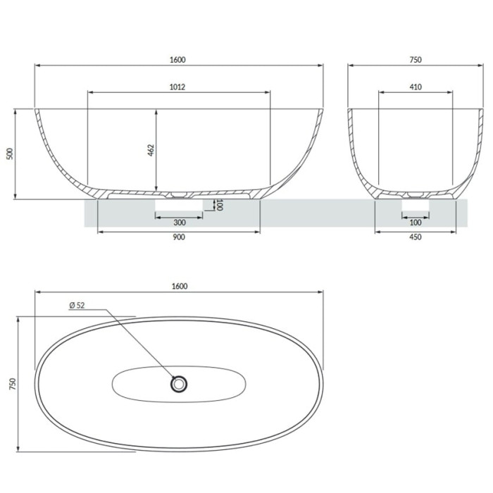 ванна Omnires Shell 160x75 овальна black lava (SHELLWWBLV)
