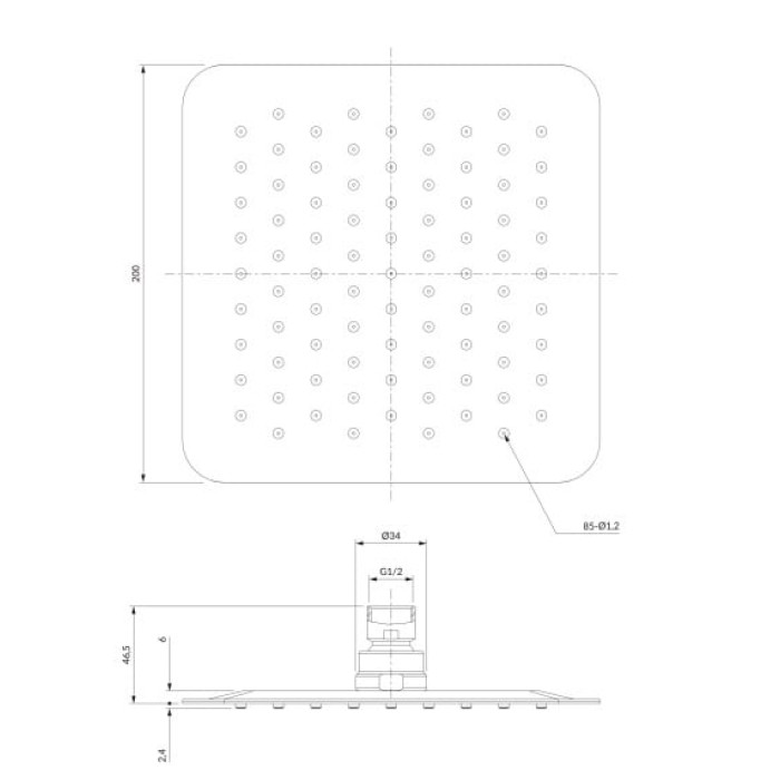 верхній душ Omnires Ultra Slimline chrome 20x20 cm (WGU220CR)