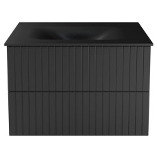 Тумба + умивальник із вбудованою стільницею AKYA LINEA 76x52,5x51, сифон клік клак чорний мат з отвором
