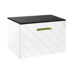 Тумба під умивальник без стільниці FLOO 60 L 60x50x40 + сифон, золота ручка, візерунок зліва, біла