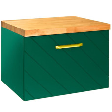 Тумба під умивал.без стільниці FLOO 60 L 60x50x40 +сифон, зол. ручка, візерунок зліва, зелена