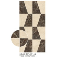 Плитка 60*120 Majestic Decori Visual Crema/Bruno Rett 9 Mm