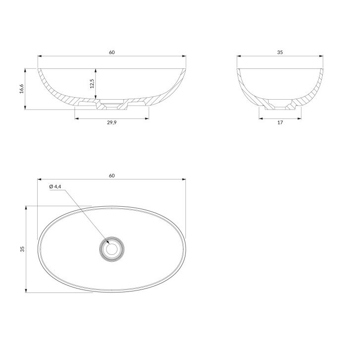 умивальник Omnires Shell 60x35 white (SHELLUNBP)