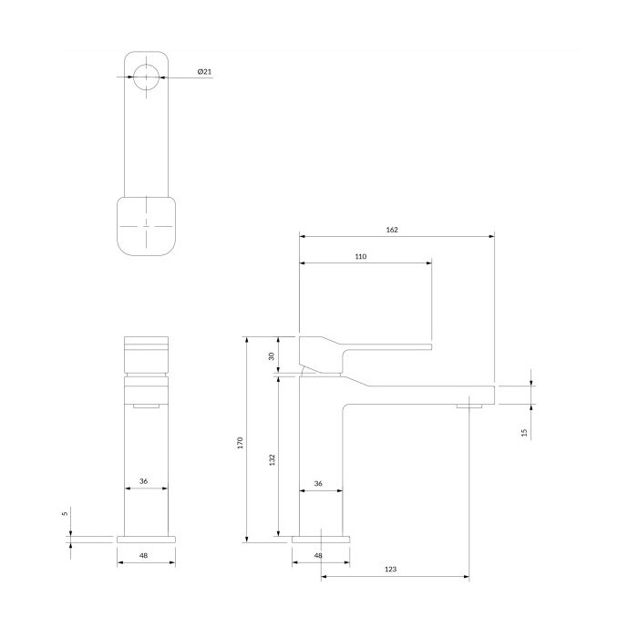 змішувач для умивальника Omnires Slide graphite (SL7710GR)