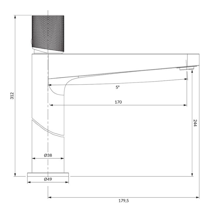 змішувач для умивальника Omnires Contour високий, antracite (CT8012AT)