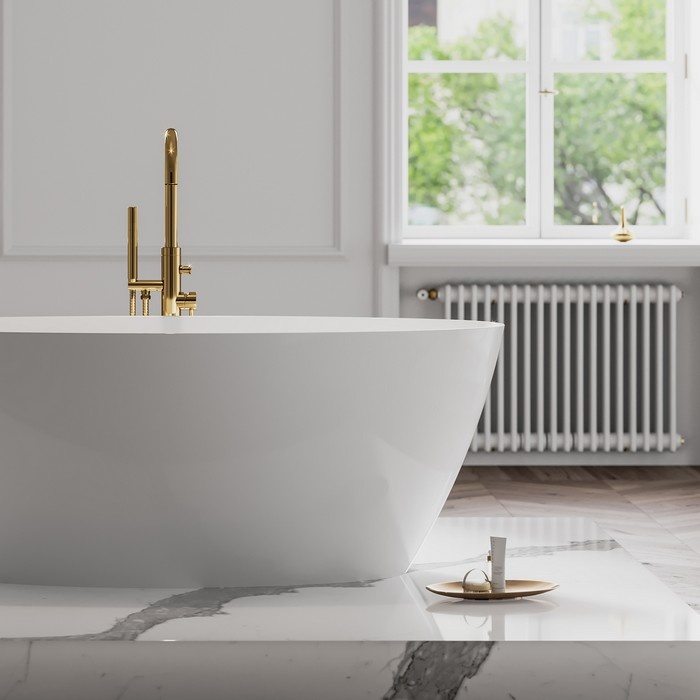 ванна зі штучного каменю Omnires Siena 160x80 прямокутна white (SIENAWWBP)
