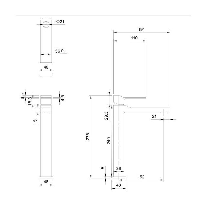 змішувач для умивальника Omnires Slide високий graphite (SL7712GR)