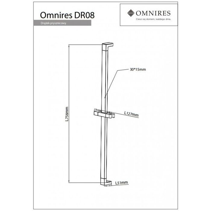 душова штанга Omnires chrome 78 cm (DR08CR)