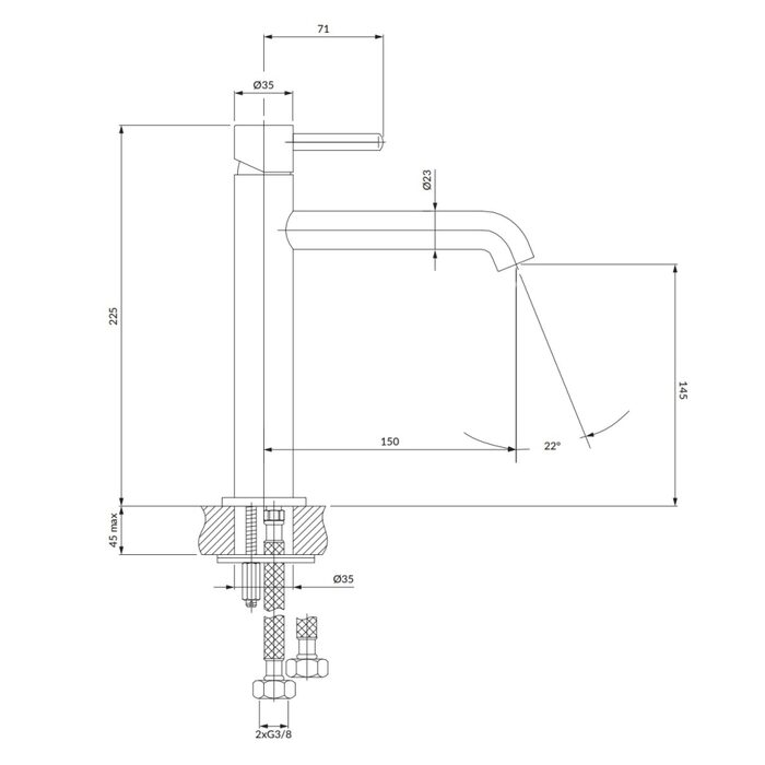 змішувач для умивальника Omnires Y brushed nickel (Y1212CNI)