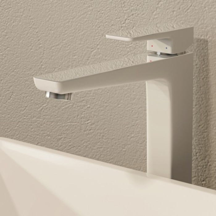 змішувач для умивальника Omnires Parma chrome /white, високий (PM7412CRB)