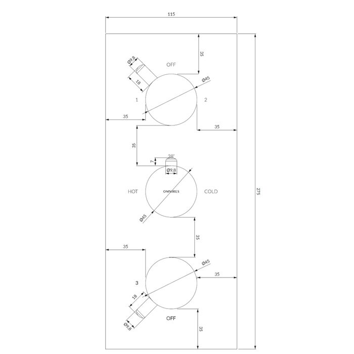 термостат для душу та ванни Omnires Y прихованого монтажу brushed brass (Y1238-KROBSB)
